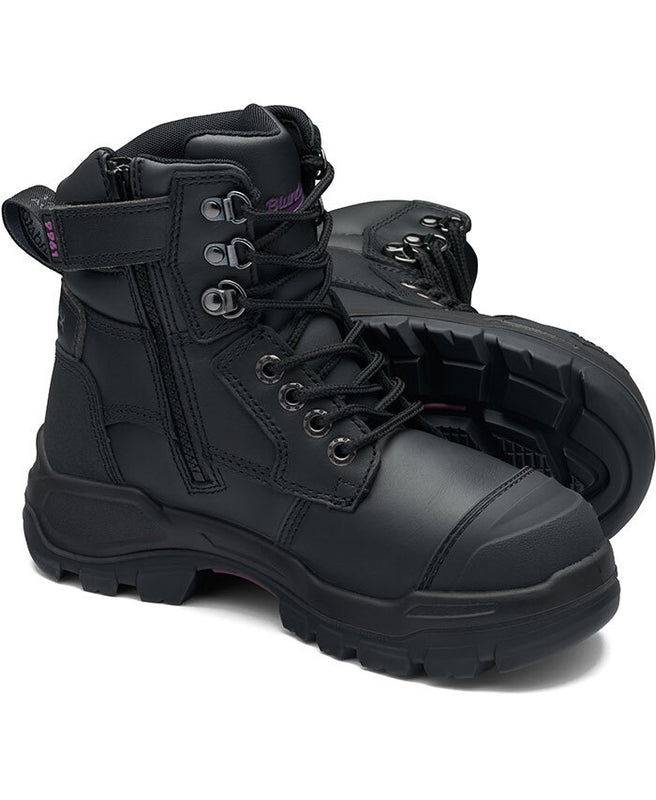 Blundstone RotoFlex Ladies Platinum Leather Zip/Lace Nitrile Safety Boot - 9961