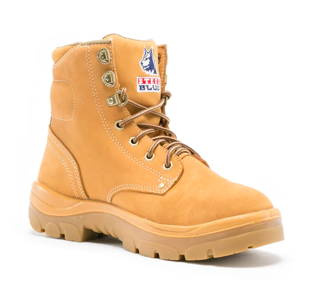 Steel Blue Argyle Lace-Up Safety Boot + Scuff - 332102 – Workboot Warehouse